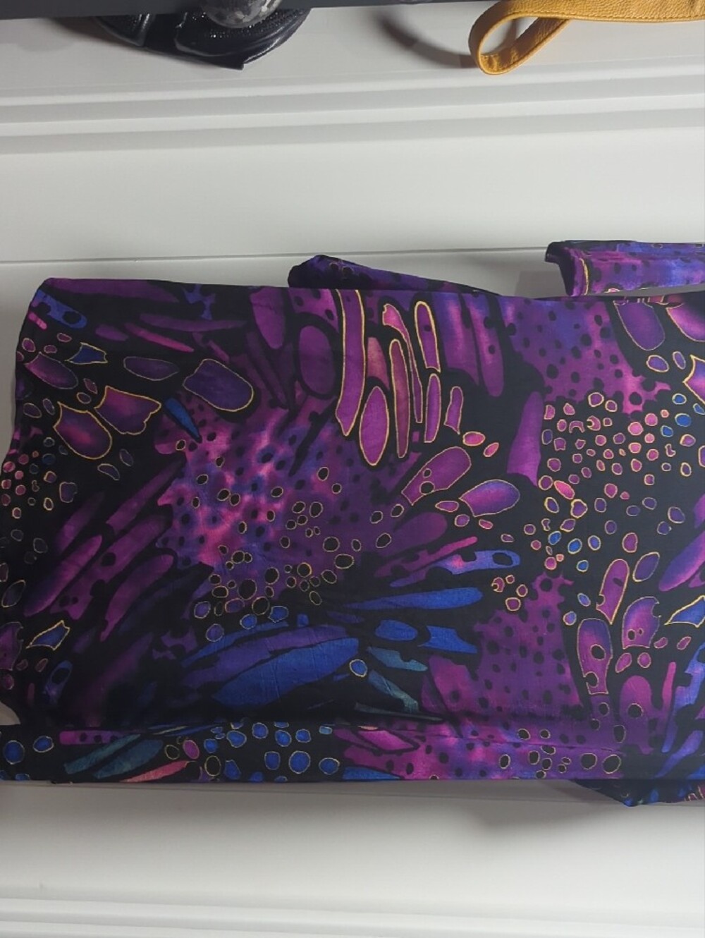 Women’s Long Sleeve Abstract Print Dress - Purple & Blue - Picture 4 of 7